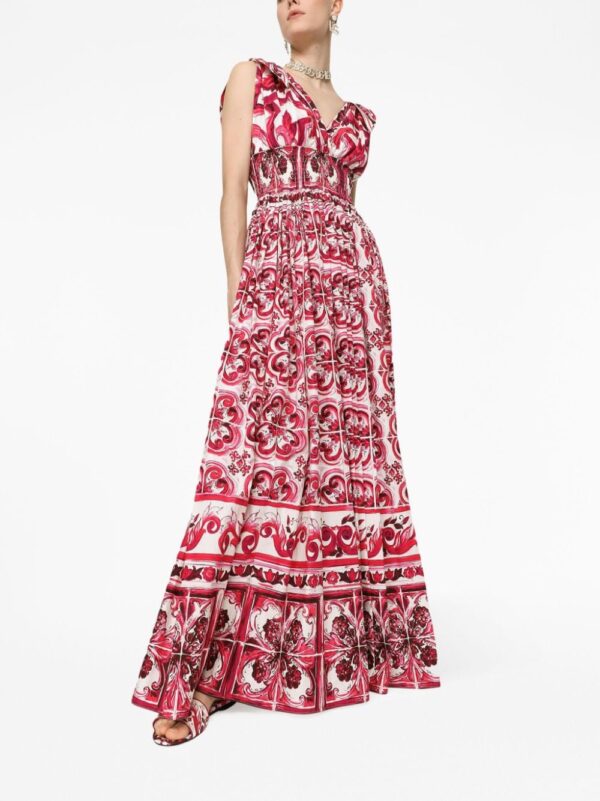 Dolce & Gabbana Majolica-print poplin long dress - Image 2