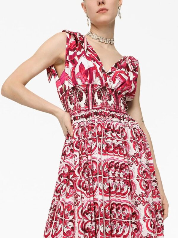 Dolce & Gabbana  Majolica-print poplin long dress - Image 4