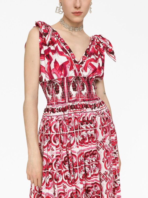 Dolce & Gabbana Majolica-print poplin long dress - Image 3