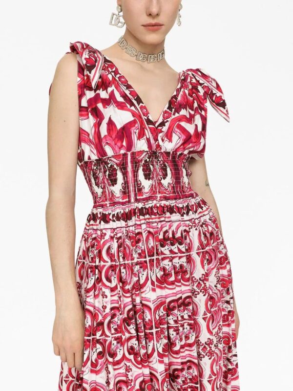 Dolce & Gabbana  Majolica-print poplin long dress - Image 4