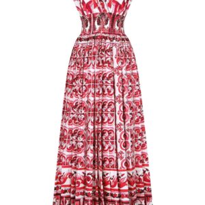 Dolce & Gabbana Majolica-print poplin long dress