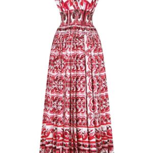 Dolce & Gabbana  Majolica-print poplin long dress