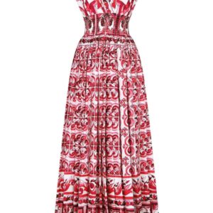 Dolce & Gabbana  Majolica-print poplin long dress