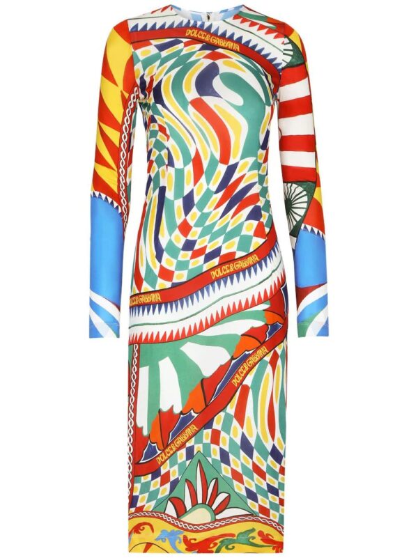 Dolce & Gabbana  Carretto-print long-sleeve dress
