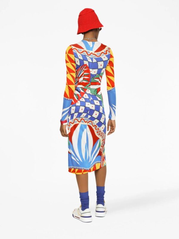 Dolce & Gabbana  Carretto-print long-sleeve dress - Image 3
