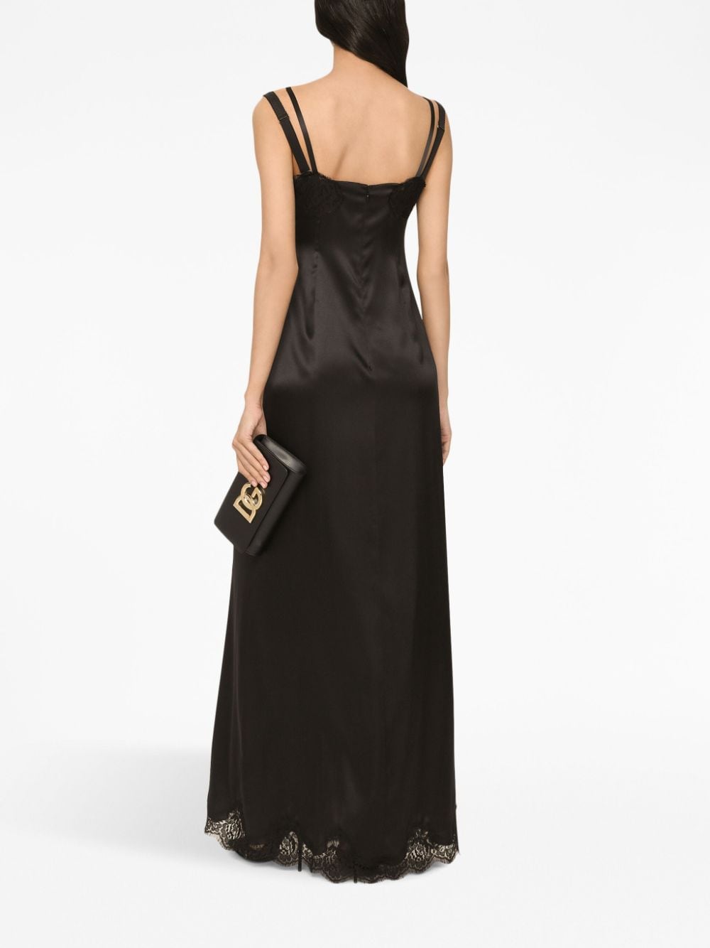 Dolce & Gabbana lace-trimmed satin gown - Image 4