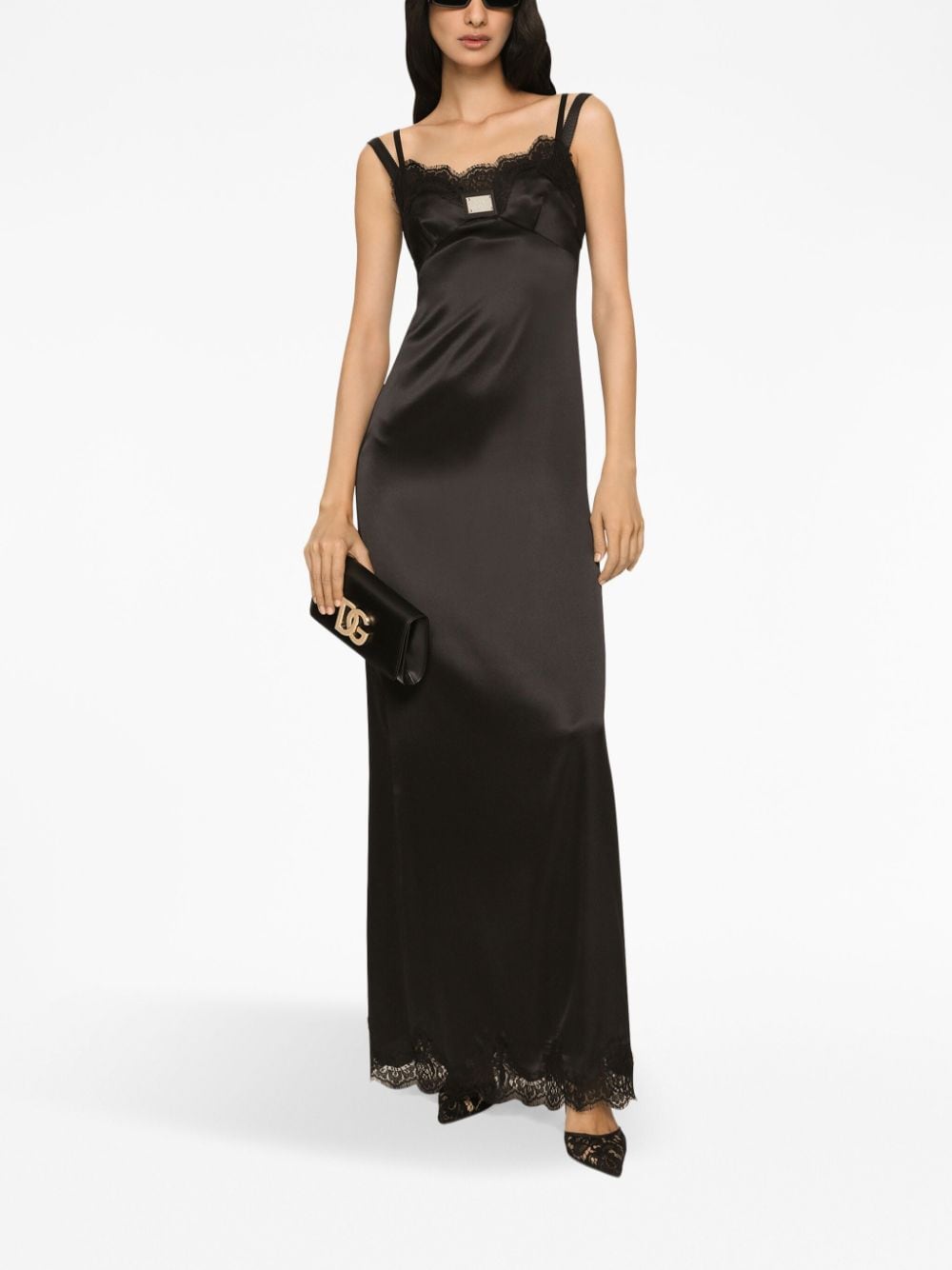 Dolce & Gabbana lace-trimmed satin gown - Image 2
