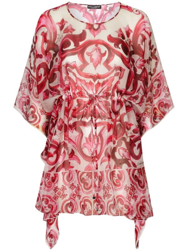 Dolce & Gabbana  Majolica-print silk kaftan dress