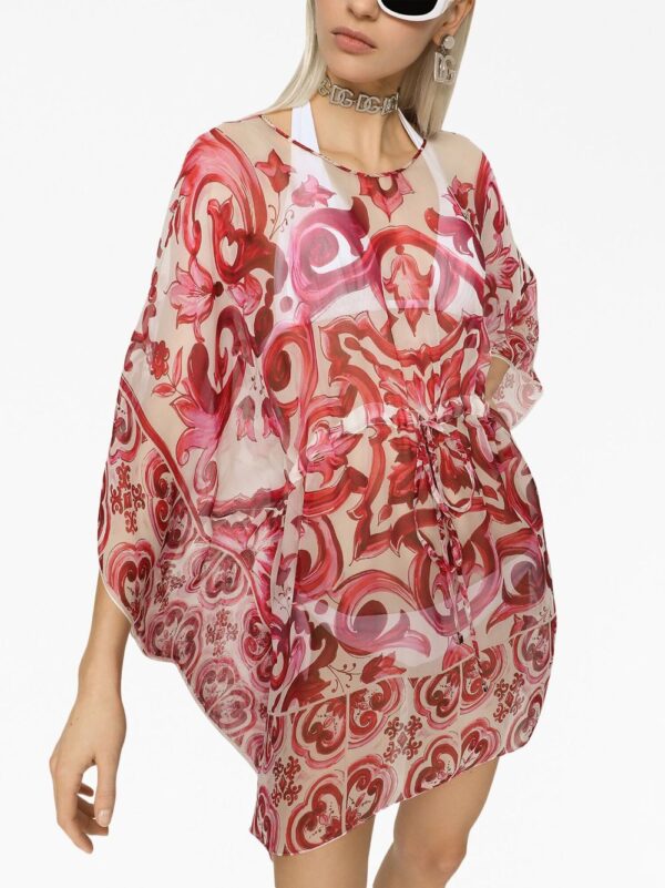 Dolce & Gabbana Majolica-print silk kaftan dress - Image 4