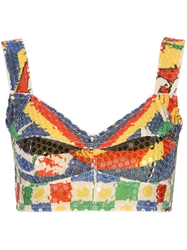 Dolce & Gabbana  Carretto-print sequin crop top