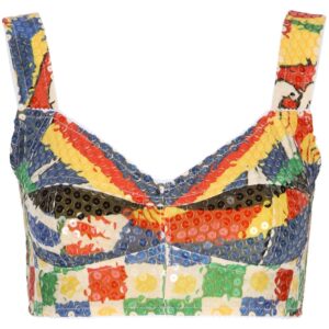 Dolce & Gabbana  Carretto-print sequin crop top