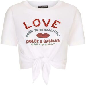 Dolce & Gabbana  logo-print waist-tie T-shirt