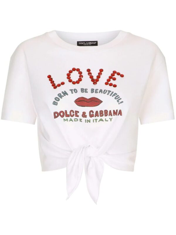 Dolce & Gabbana  logo-print waist-tie T-shirt