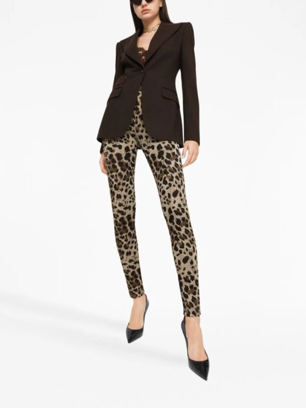 Dolce & Gabbana  logo-waistband leopard-print leggings - Image 3