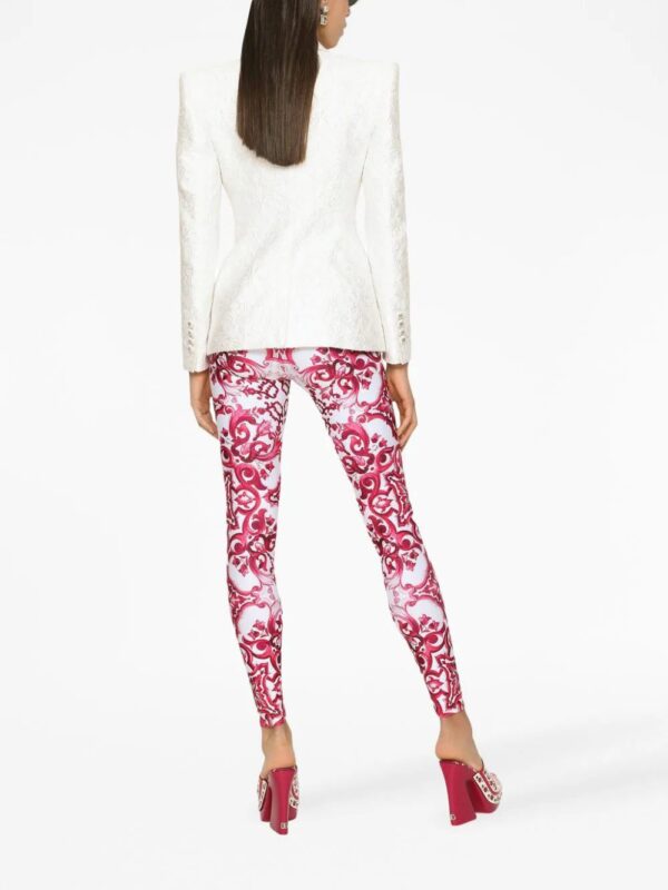 Dolce & Gabbana  Maiolica-print logo-waistband leggings - Image 4