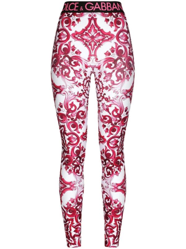 Dolce & Gabbana  Maiolica-print logo-waistband leggings