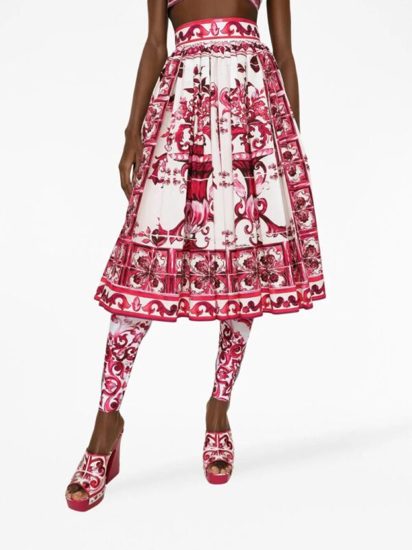 Dolce & Gabbana  Majolica-print poplin skirt - Image 4