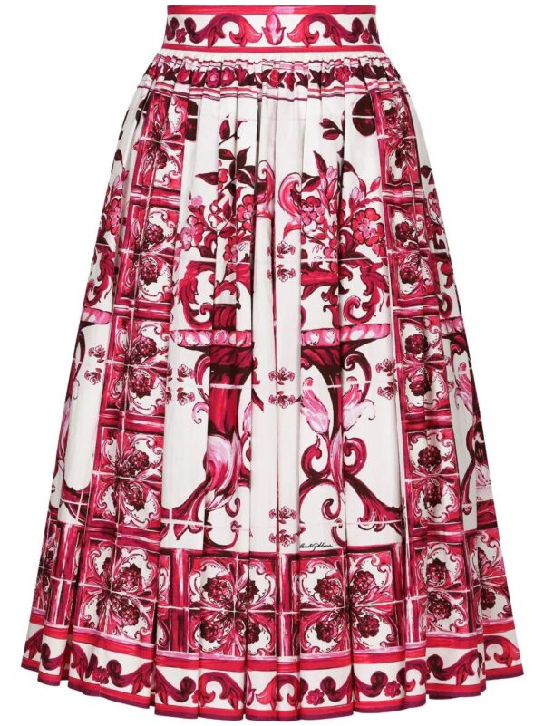 Dolce & Gabbana  Majolica-print poplin skirt