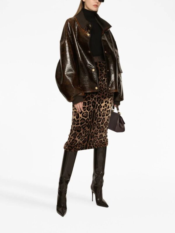 Dolce & Gabbana  chenille leopard-print midi skirt - Image 3