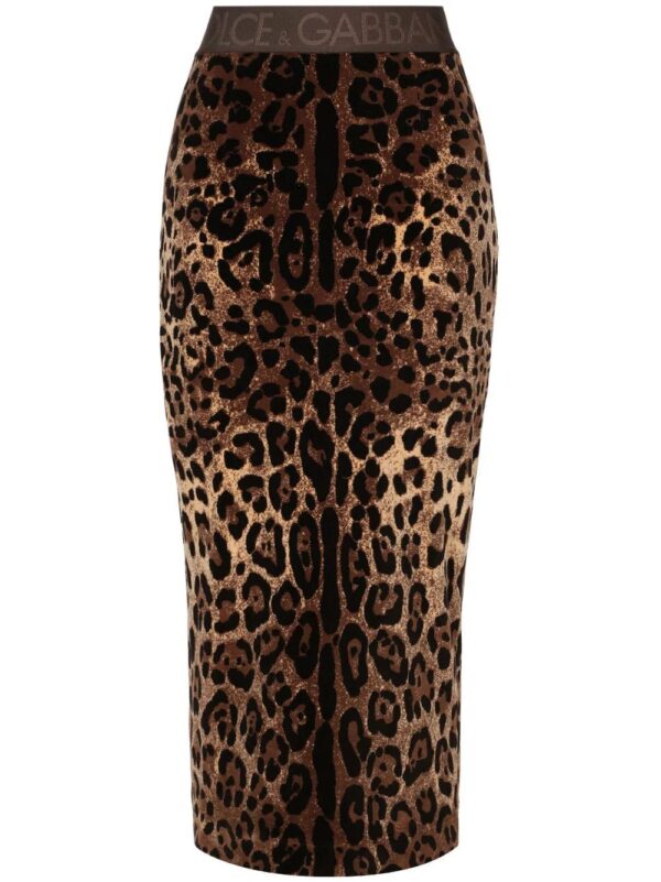 Dolce & Gabbana  chenille leopard-print midi skirt
