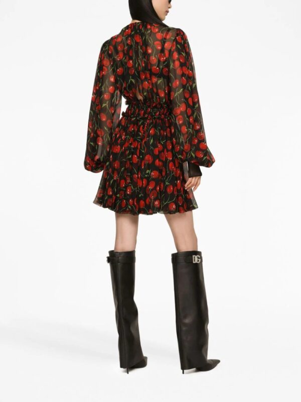 Dolce & Gabbana  cherry-print silk minidress - Image 4