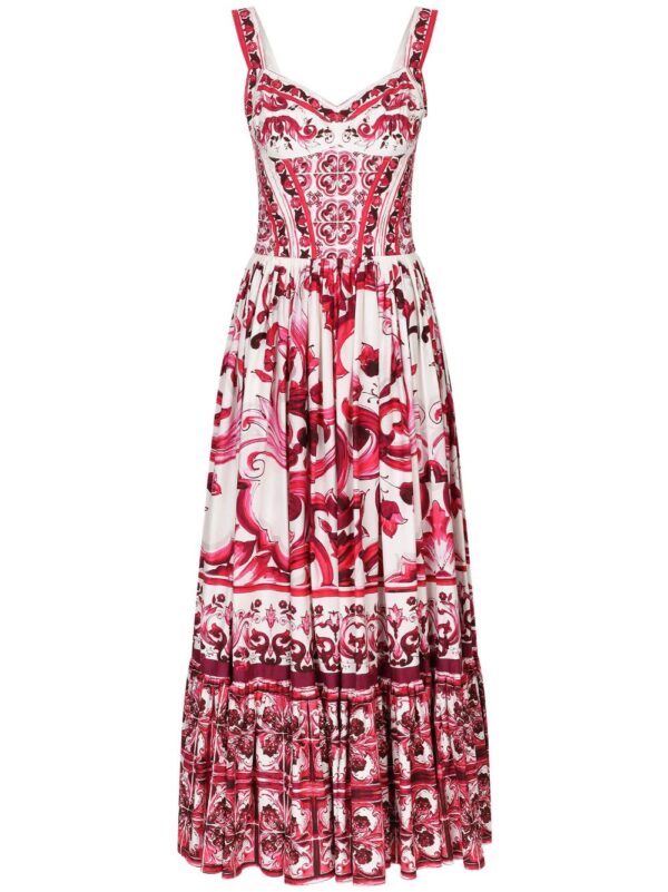 Dolce & Gabbana Majolica-print cotton bustier dress - Image 2