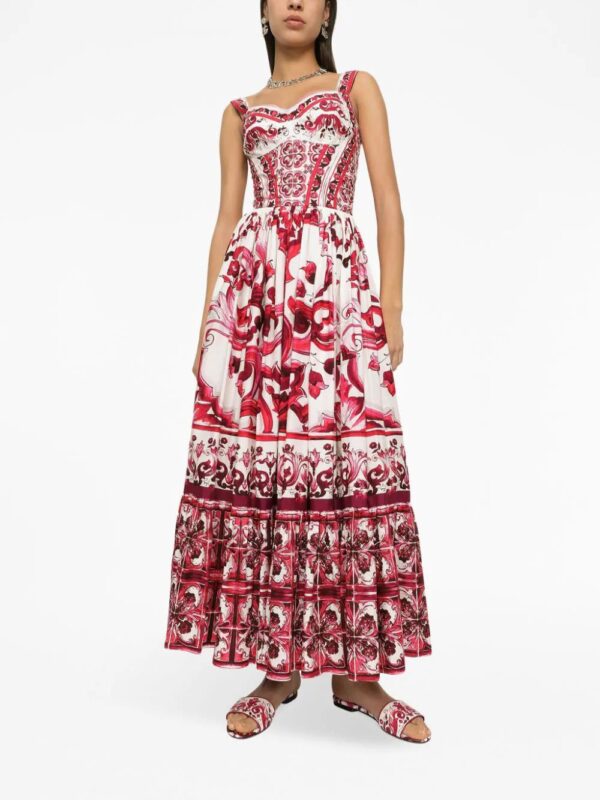 Dolce & Gabbana  Majolica-print cotton bustier dress