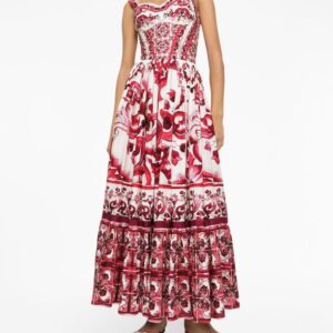 Dolce & Gabbana Majolica-print cotton bustier dress