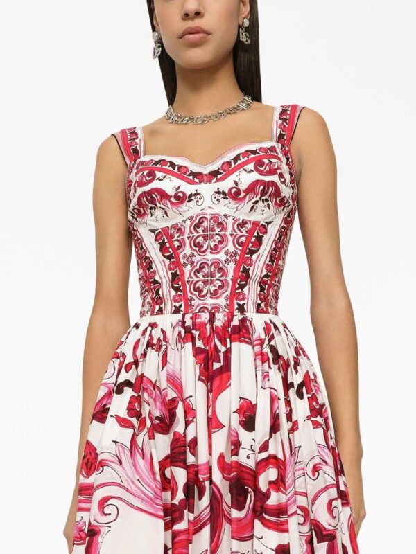 Dolce & Gabbana  Majolica-print cotton bustier dress - Image 4