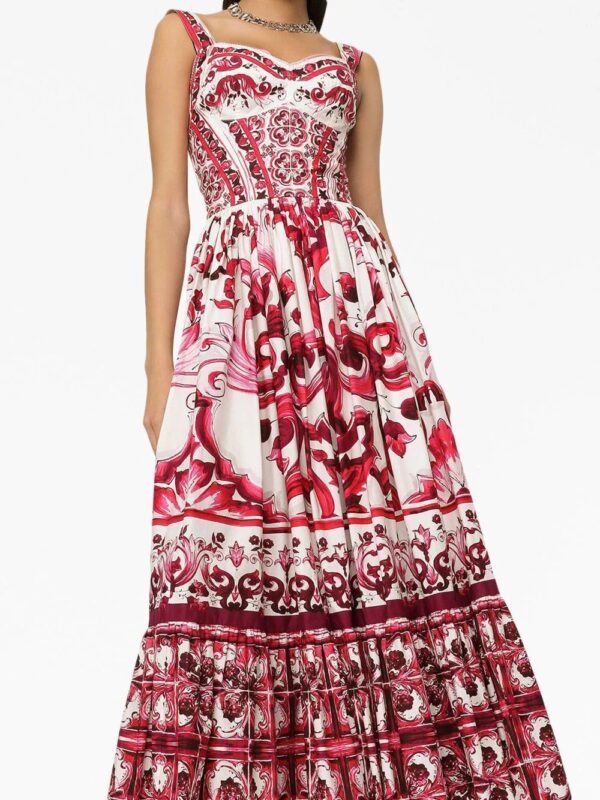 Dolce & Gabbana  Majolica-print cotton bustier dress - Image 4