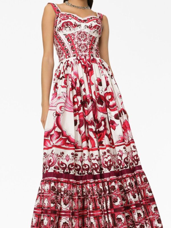 Dolce & Gabbana Majolica-print cotton bustier dress - Image 5