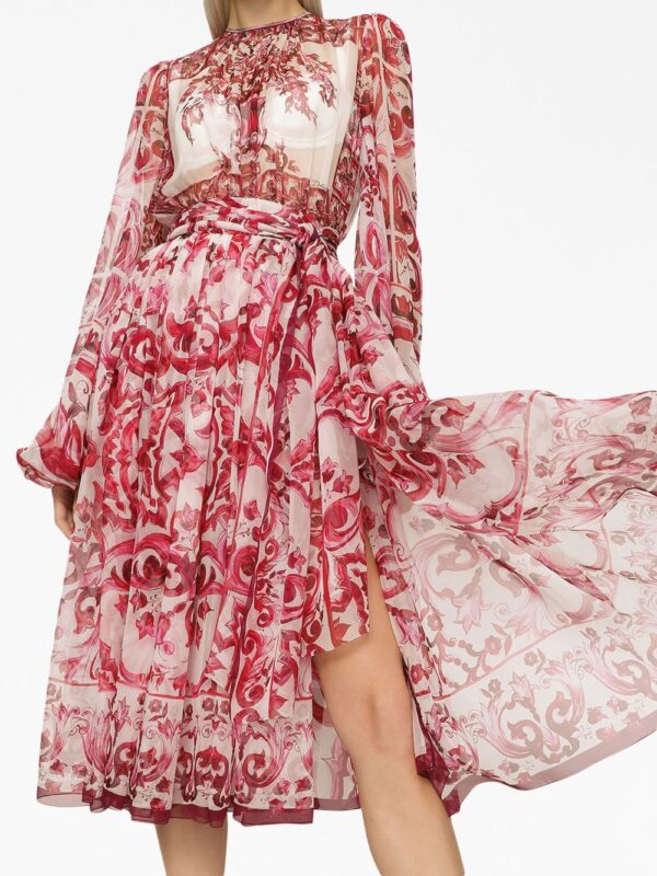 Dolce & Gabbana Majolica-print silk dress - Image 3
