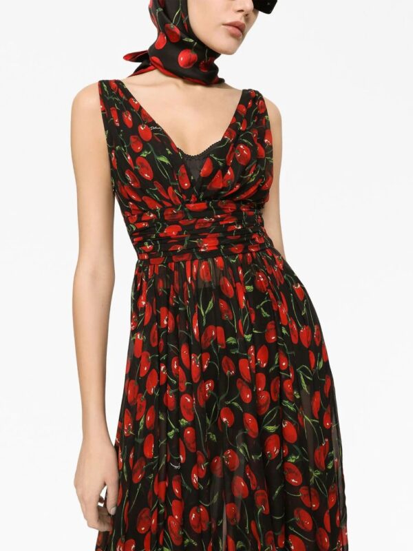 Dolce & Gabbana  cherry-print pleated dress - Image 4