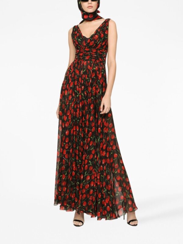 Dolce & Gabbana cherry-print pleated dress - Image 2