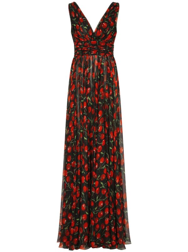 Dolce & Gabbana cherry-print pleated dress