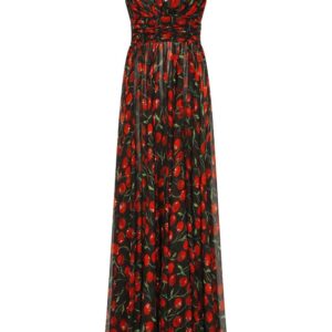 Dolce & Gabbana cherry-print pleated dress