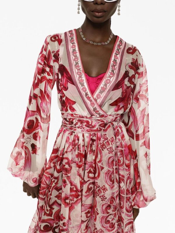 Dolce & Gabbana  Majolica-print silk-chiffon dress - Image 4