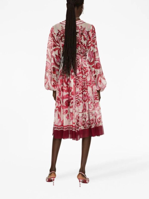 Dolce & Gabbana  Majolica-print silk-chiffon dress - Image 3
