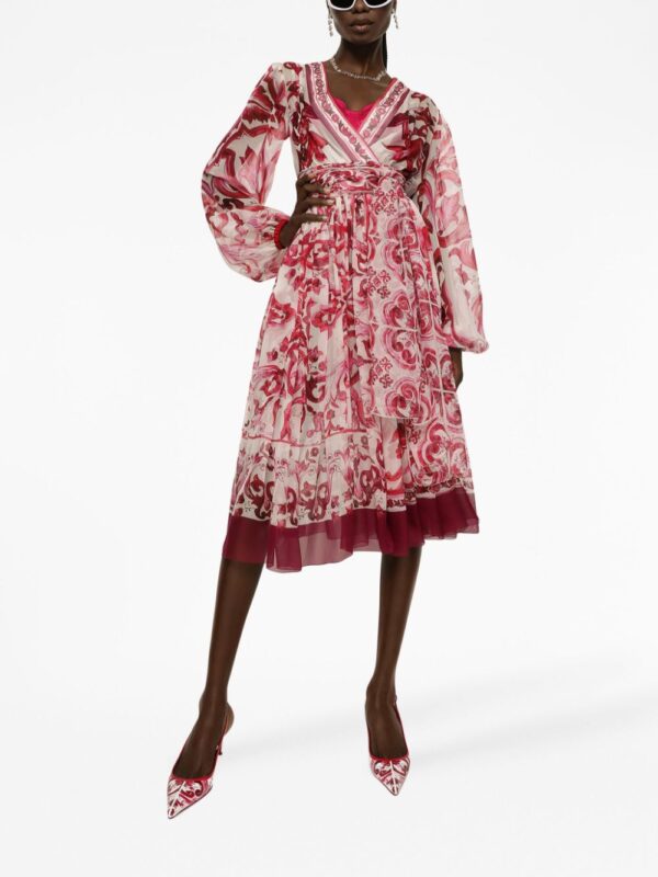 Dolce & Gabbana Majolica-print silk-chiffon dress - Image 2