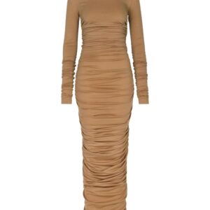 Dolce & Gabbana ruched stretch-wool maxi dress