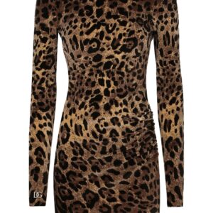 Dolce & Gabbana logo-plaque leopard-print dress