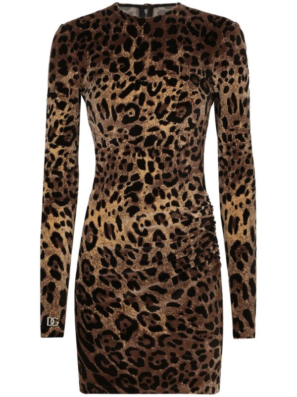 Dolce & Gabbana logo-plaque leopard-print dress