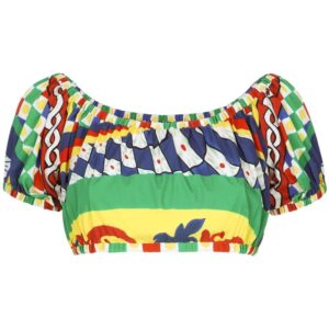 Dolce & Gabbana  mix-print puff-sleeve crop top