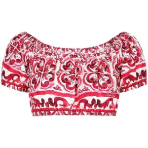 Dolce & Gabbana Majolica-print cotton crop top