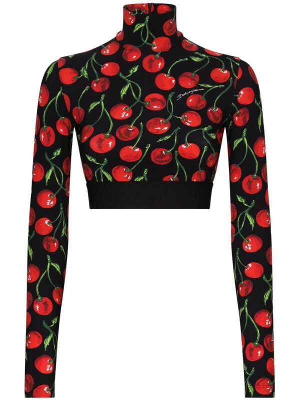 Dolce & Gabbana  cherry-print long-sleeve crop top