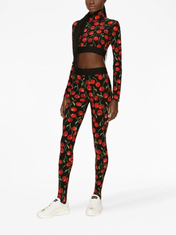 Dolce & Gabbana  cherry-print long-sleeve crop top - Image 3