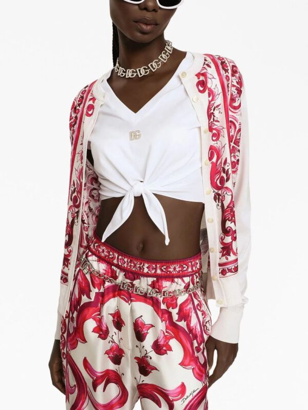 Dolce & Gabbana  logo-embroidered tie-waist T-shirt - Image 4