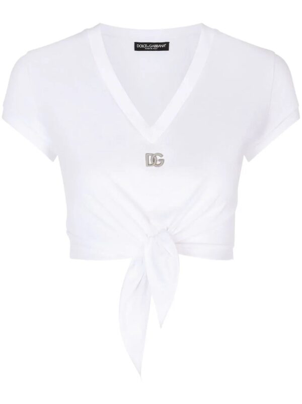 Dolce & Gabbana  logo-embroidered tie-waist T-shirt