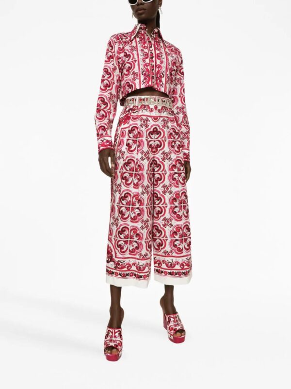 Dolce & Gabbana  Majolica-print cropped culottes - Image 3