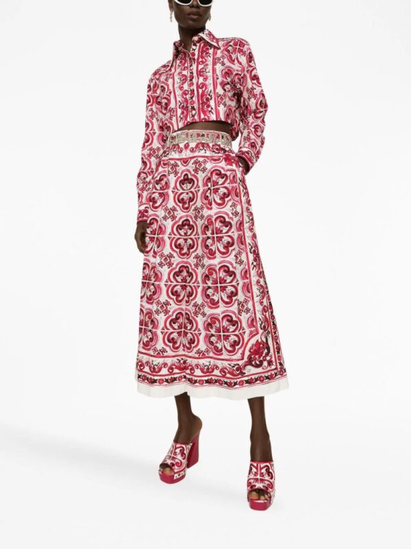 Dolce & Gabbana  Majolica-print cropped culottes - Image 2